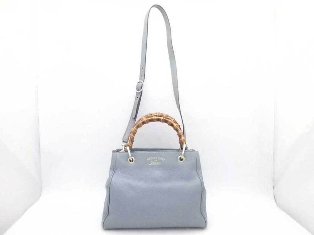 Gucci 2way Swing Bamboo Leather Bag Shoulder Blue